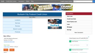 Burbank City Federal Credit Union - Burbank, CA - Credit Unions Online