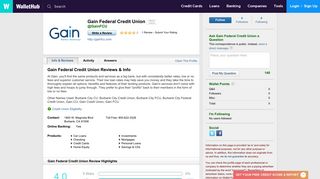 Gain Federal Credit Union Reviews - WalletHub
