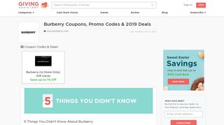 0 Burberry Coupons & Promo Codes Feb. 2019 - Giving Assistant