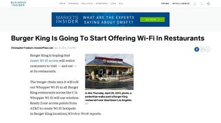 Burger King Offering WiFi In Restaurants - Business Insider