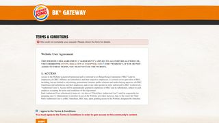 Terms & Conditions |BK® Gateway