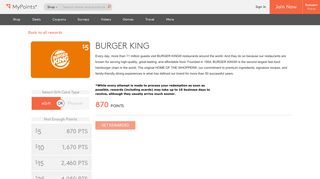 Burger King - MyPoints: Your Daily Rewards Program