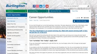 Career Opportunities - City of Burlington