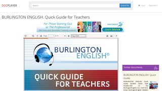 BURLINGTON ENGLISH. Quick Guide for Teachers - PDF