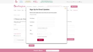 Login/Create an Account - Burlington & Baby Depot