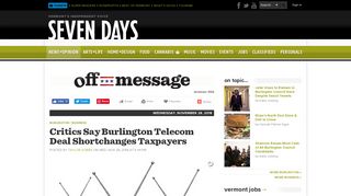 Critics Say Burlington Telecom Deal Shortchanges Taxpayers | Off ...