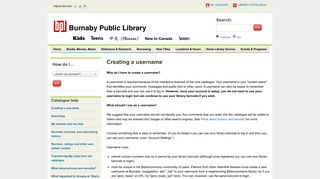 Creating a username | Burnaby Public Library