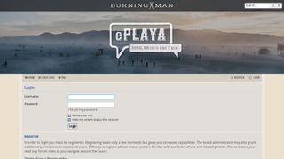 ePlaya - User Control Panel - Login - Burning Man