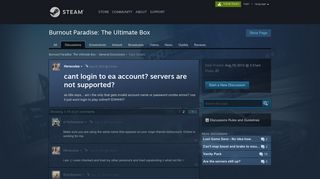 cant login to ea account? servers are not supported? :: Burnout ...