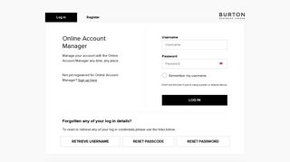 Log In - Online Account Manager | Burton