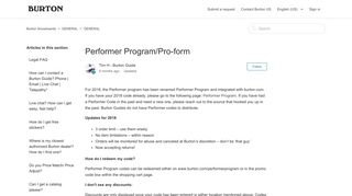 Performer Program/Pro-form – Burton Snowboards