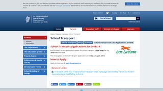 School Transport On-Line Applications 2018/19 - Department of ...