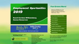 Employment Busch Gardens Williamsburg & Water Country USA