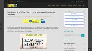 Busch Gardens Williamsburg Launching New Membership Program ...