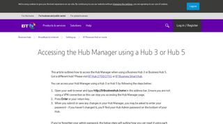 Accessing the Hub Manager using a Hub 3 or Hub 5 | BT Business