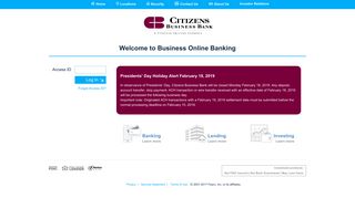 Business Online Banking Login - Citizens Business Bank