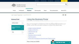 Using the Business Portal | Australian Taxation Office - ATO