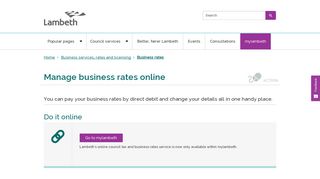 Manage business rates online | Lambeth Council