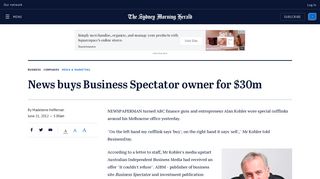 News buys Business Spectator owner for $30m