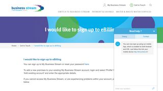 I would like to sign up to eBilling - Business Stream