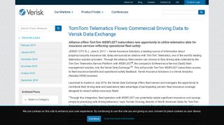 TomTom Telematics Flows Commercial Driving Data to Verisk Data ...