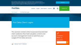 Client Logins Page | First Data