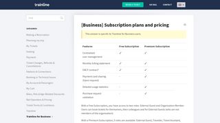 [Business] Subscription plans and pricing - Trainline Help (FAQ)