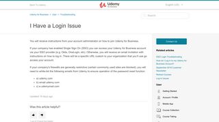 I Have a Login Issue – Udemy for Business
