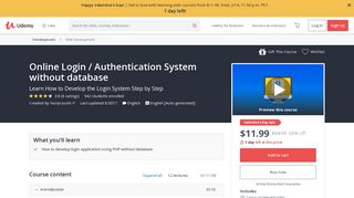 Online Login / Authentication System without database | Udemy