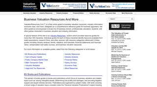 Business Valuation and Industry Information Resources