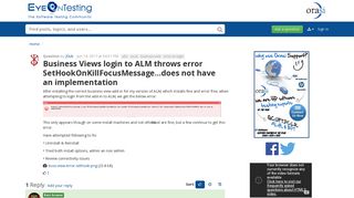 Business Views login to ALM throws error SetHookOnKillFocusMessage ...