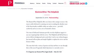 BusinessWise: The Helpdesk | Peninsula UK