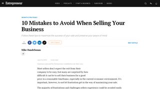 10 Mistakes to Avoid When Selling Your Business - Entrepreneur