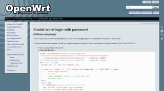 OpenWrt Project: Enable telnet login with password