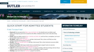 Quick Start for Admitted Students | Butler.edu - Butler University