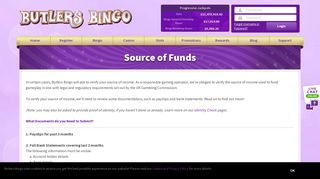 Online gambling source of funds policy - Butlers Bingo