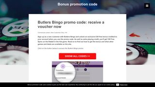 Butlers Bingo promo code: receive a voucher now