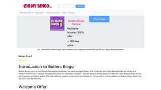 Butlers Bingo | Play with £20 | ButlersBingo.com - OhMyBingo