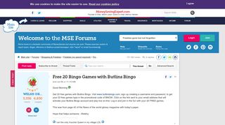 Free 20 Bingo Games with Butlins Bingo - MoneySavingExpert.com Forums
