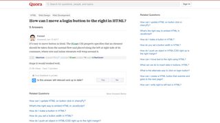 How to move a login button to the right in HTML - Quora
