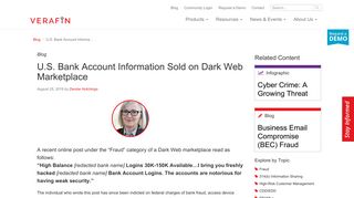 U.S. Bank Account Information Sold on Dark Web Marketplace | Verafin