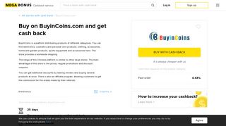 BuyinCoins.com Cash Back Up To 4.44% — Megabonus