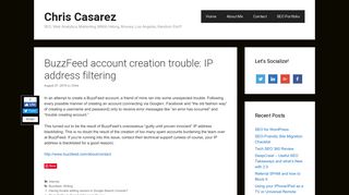 BuzzFeed account creation trouble: IP address filtering - Chris Casarez