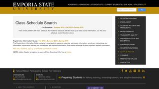 Course Schedule - Registration | Emporia State University