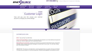 OneSource Communications Customer Quick Login