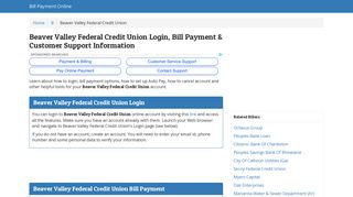 Beaver Valley Federal Credit Union Login, Bill ... - Bill Payment Online
