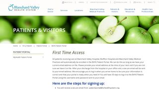 First Time Access - Blanchard Valley Health System