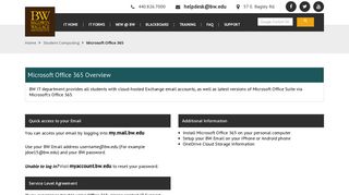 Microsoft Office 365 - Baldwin Wallace University IT Support Services