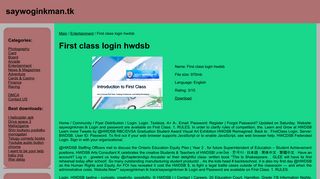 First class login hwdsb download - saywoginkman.tk