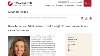 Dana-Farber and Fitbit partner to test if weight loss can prevent breast ...
